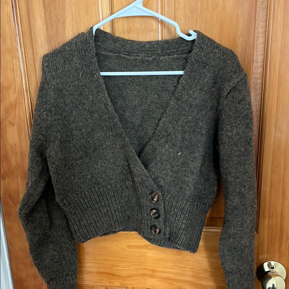 Cozy Brown Button-Up Women's Sweater